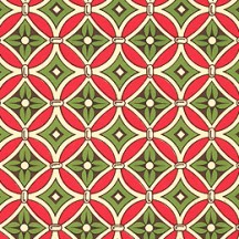 Red and Green Floral Tile Print Italian Paper ~ Carta Varese Italy